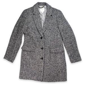 J Crew Dark Tweed Topcoat Wool Blend Grey White Womens 4